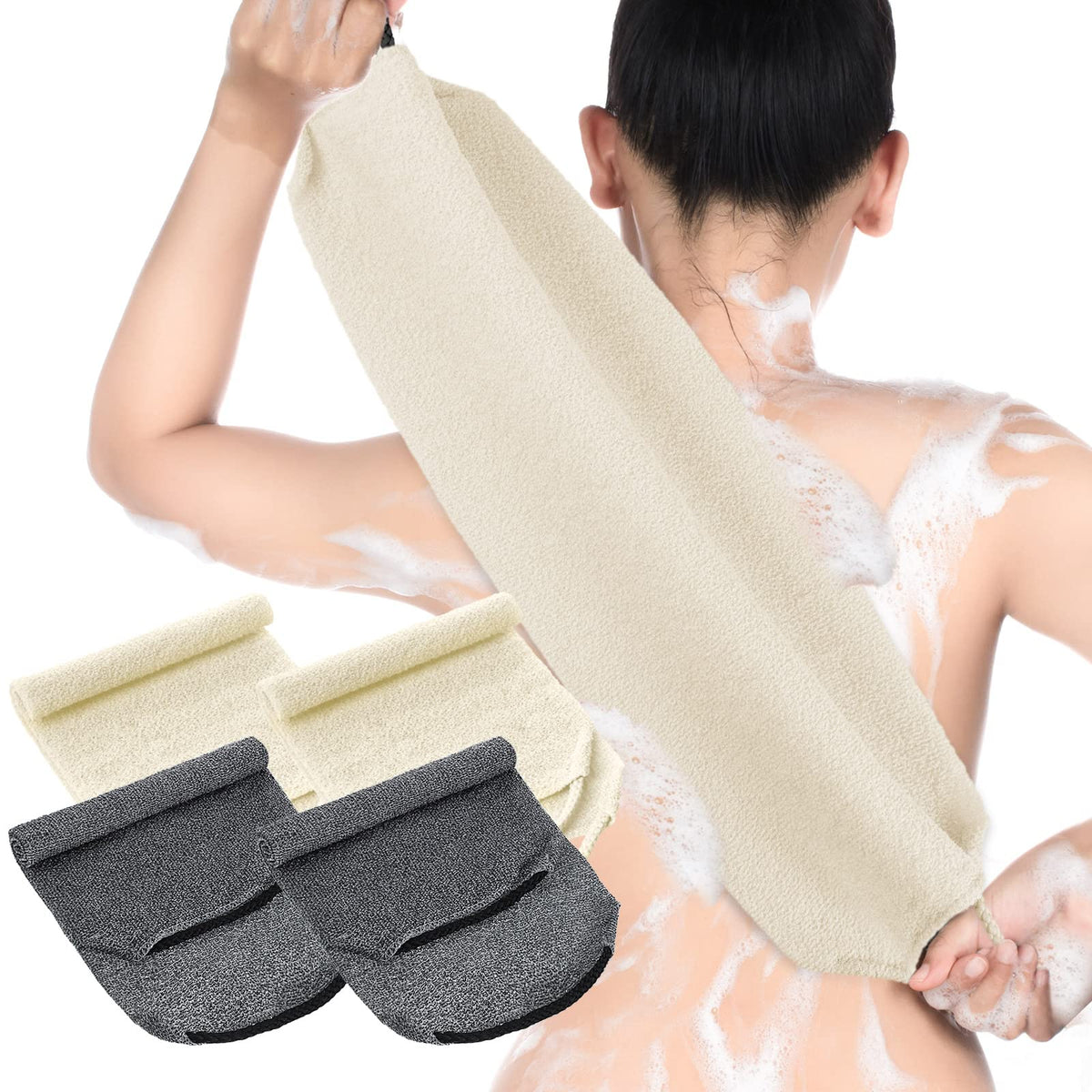Moukeren Back Scrubber, Grey, Cream White