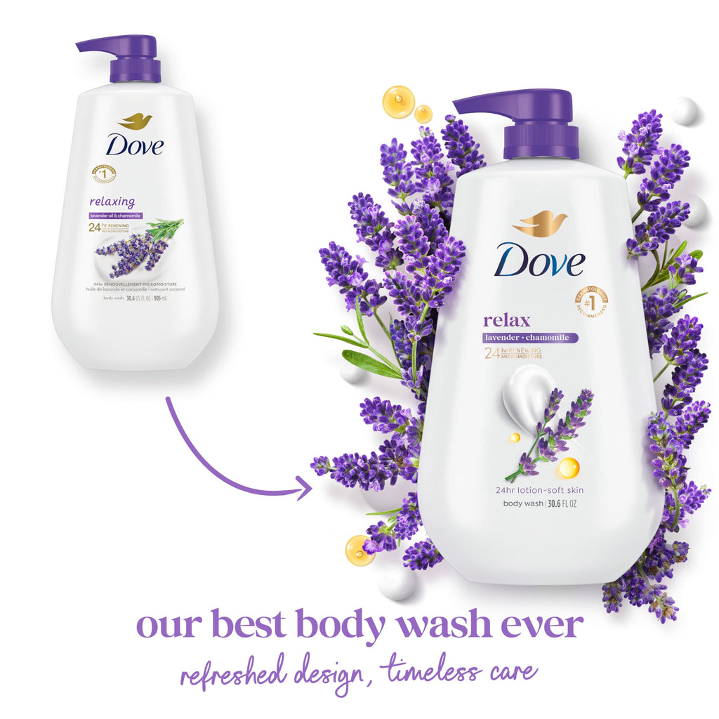 Dove Body Wash Relax Lavender Oil & Chamomile 30.6 oz Pump, Sulfate Free