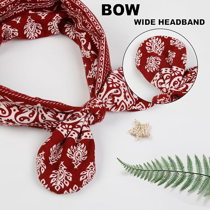 Huachi 12 Pack Bow Headbands for Women Headwraps Hair Band Knotted Headband Rabbit Ears Stretchy Turban Head Wraps Fashion Head band Sport Cute Hair Accessories (Bohemian colors)