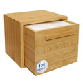 Luxe Bamboo Towel Container (Bamboo Box Towel Holder) with Disposable Face Towels Biodegradable Large Dry Wipes 100 Count Extra Thick Soft Clean Facial Towels for Facial Cleansing