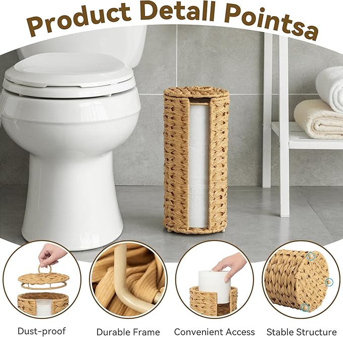 GRANNY SAYS Toilet Paper Storage Stand, Toilet Paper Holder Stand with Storage, Bathroom Tissue Holder, Freestanding Roll Stand, Waterproof Organizer for Bathroom