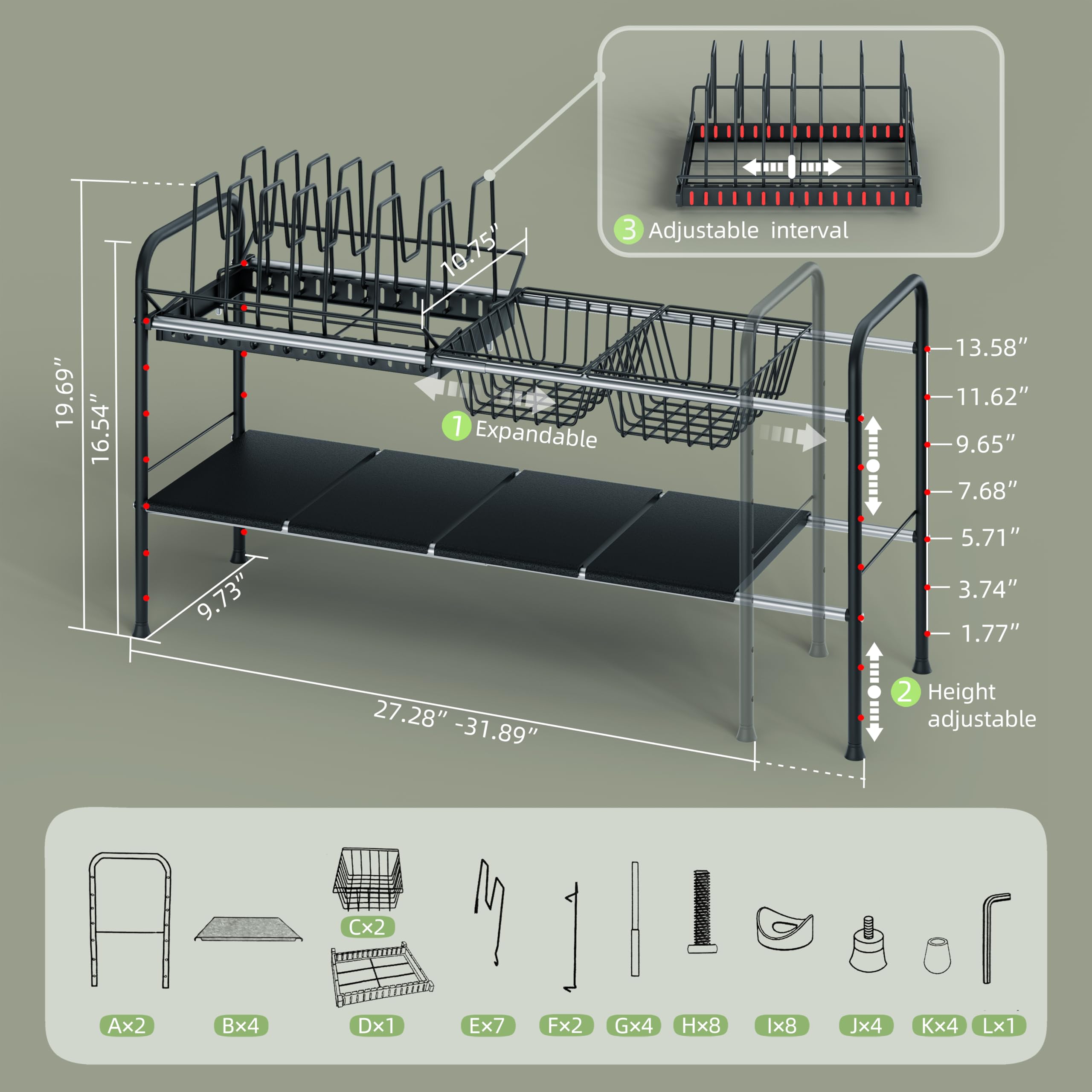 NETEL Expandable Under Sink Organizer，Pot and pan Organizer Under Cabinet