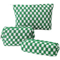EIMMBD Makeup Bags 3 Pieces Large Capacity Checkered Cosmetic Bag Travel Toiletry Organizer Cute Makeup Pouch Storage for Women(Purple)