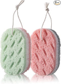 2pcs Three Layer exfoliating Bath Sponge with Hanging Rope and Rich Foam