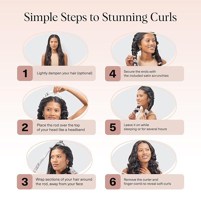 Kitsch Satin Heatless Curls Overnight Set - Marble