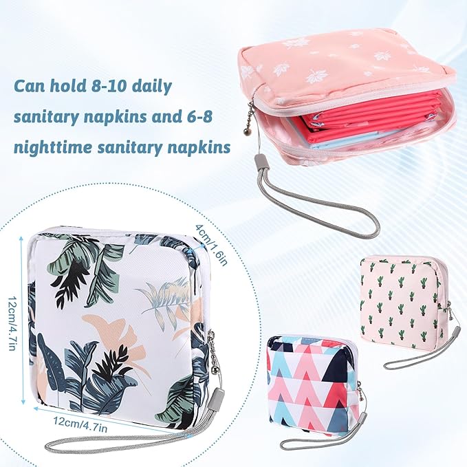 4 Pack Portable Sanitary Napkin Storage Bag, Samll Period Pouch for Purse Sanitary Pad Storage Bag Cute Menstrual Period Bags Feminine Care Period-Bags, Mini Pouch Feminine Pads-Bag Kit for Teen Girls