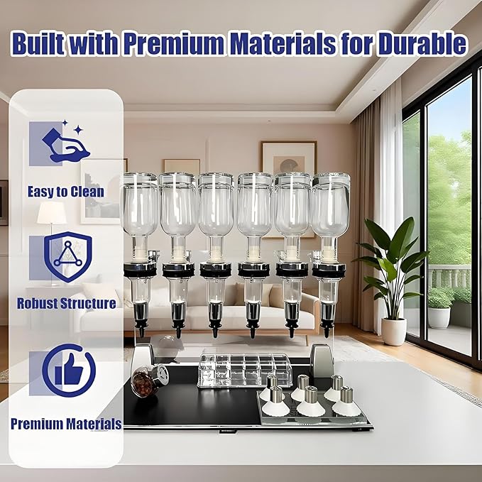 Hrxllb Professional Manual Perfume Dispenser, Liquid Filling Machine Transfer Tools,Manual Dispenser Set, Adjustable Pump Heads & Testing Cups for Shops & Lab & Bars(8 Heads)