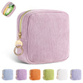 Playexen Period Bag for Girls, Corduroy Sanitary Napkin Storage Bag, Orange