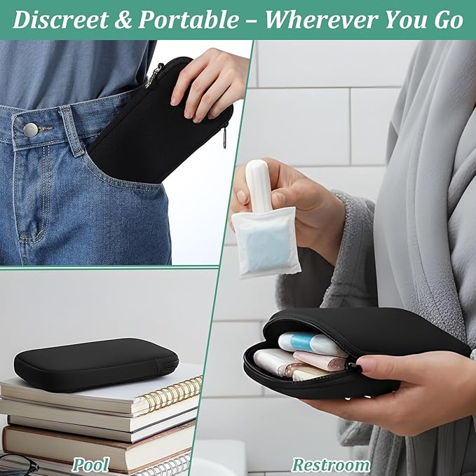 Ouligay 2 PCS Period Bag, Tampon Bag Sanitary Napkin Storage Bags Pad Tampon Pouch for Teen Girls School First Period Kit Portable Menstrual Feminine Tampons Pad Holder for Women