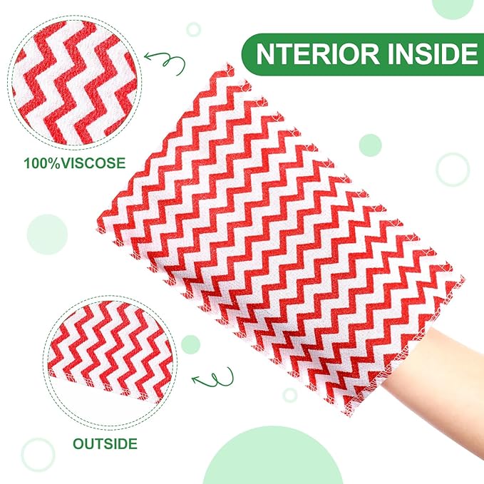Tatuo 12 Pack Korean Exfoliating Mitt & Cloth, Viscose Rayon Dead Skin Remover Washcloth, Multi Color Body Scrub Towel for Shower Spa Travel(Small,Green, Red, Yellow, Blue)