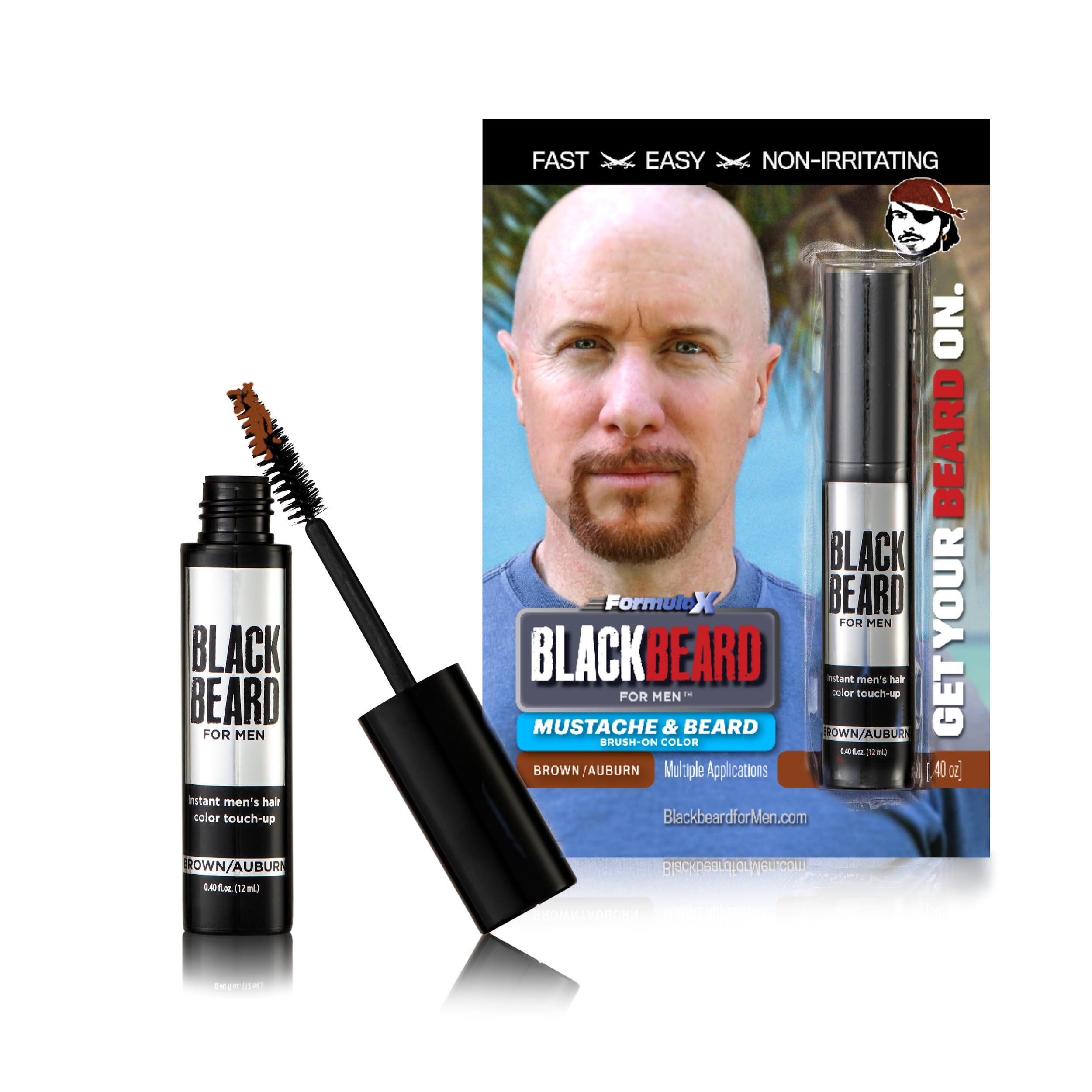 Blackbeard for Men Instant Beard Color, Brown/Auburn, 3 Pack
