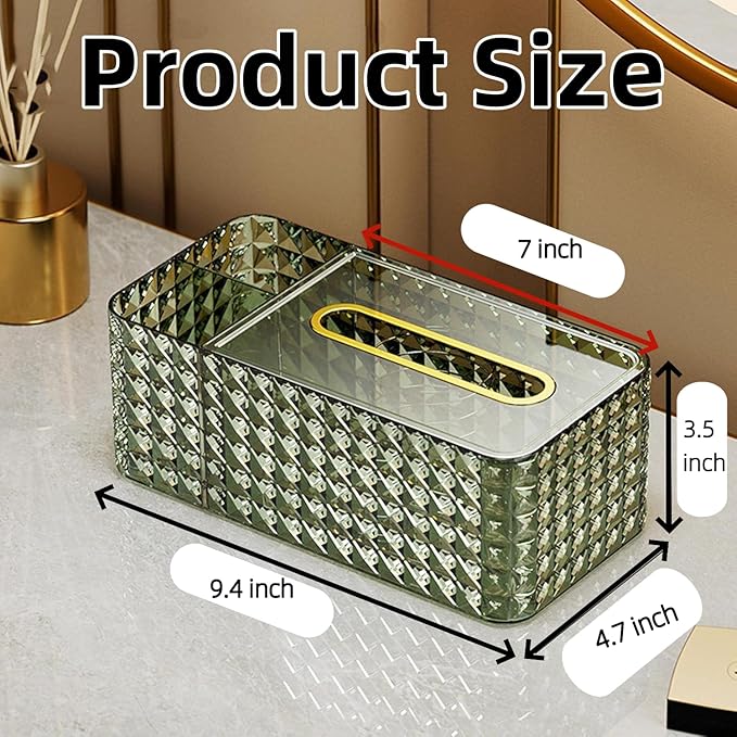 Tissue Box Cover Rectangle,Tissue Holder Napkin Dispenser for Bathroom Bedroom Living Room Office (Green)