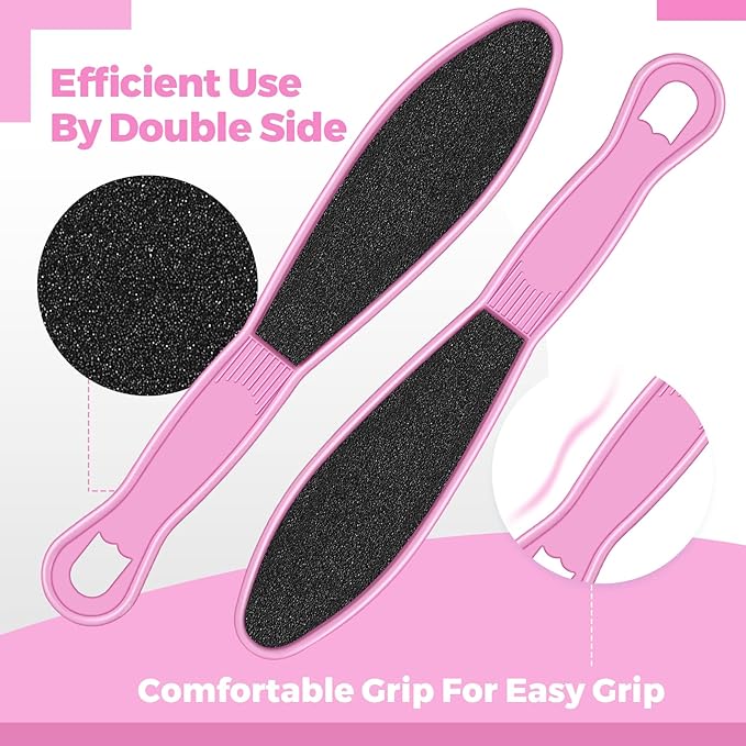 100 Pcs Pedicure Foot File Double Sided Callus Remover Sandpaper Foot Heel Rasp Tool for Dead Skin Foot Sander Foot Scraper Scrubber with Plastic Handle for Feet Spa (Pink)