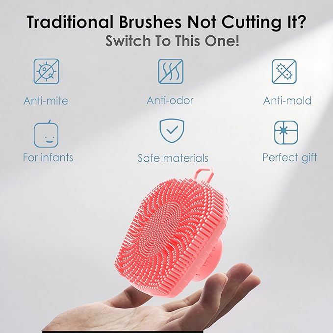Face Scrubber & African Net, Silicone Exfoliating Brush for Men, Facial Cleansing Brush, Manual Waterproof Cleansing Skin Care, Blackhead Removing Pore Cleansing Massaging Face Brushes - Pink