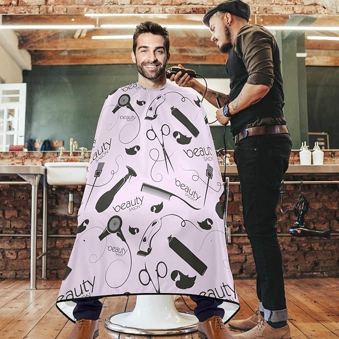 visesunny Beauty Salon Barber Stylist Hair Pattern Barber Cape Anti-Static Hair Cutting Cape with Snap Closure Professional Salon Polyester Beard Shaving Bib Water-Resistant Hairdressing Cape Adjustab