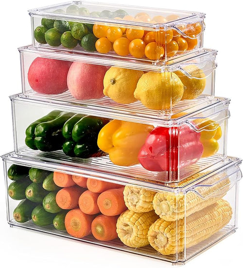 10 Pack Fridge Organizers and Storage, Clear Fridge Organizer Stackable