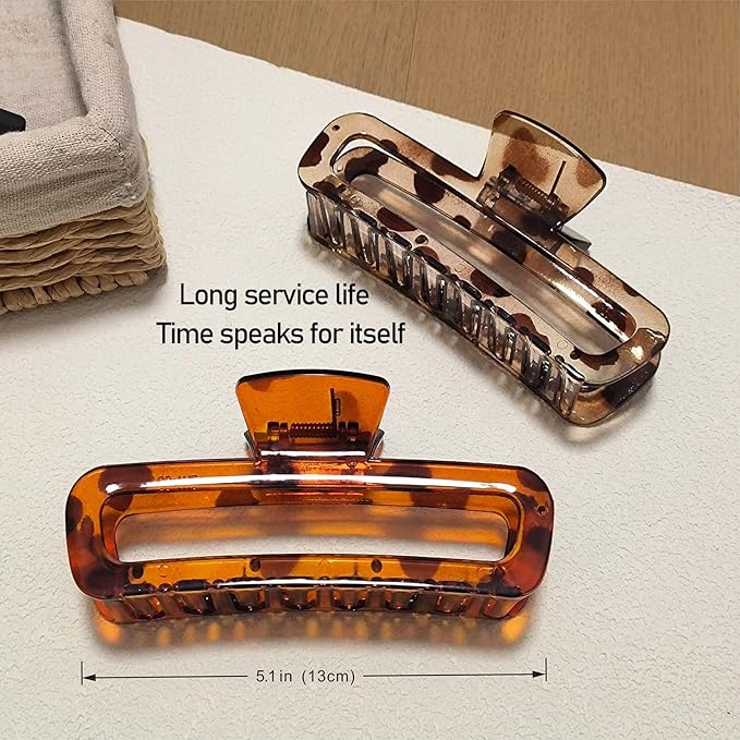 Nalodu 5 Inch Large Hair Claw Clips, No Slip Matte & Glossy Unbreakable Square XL Hair Clips for WomenThick Long Curly Hair, 7 Pack