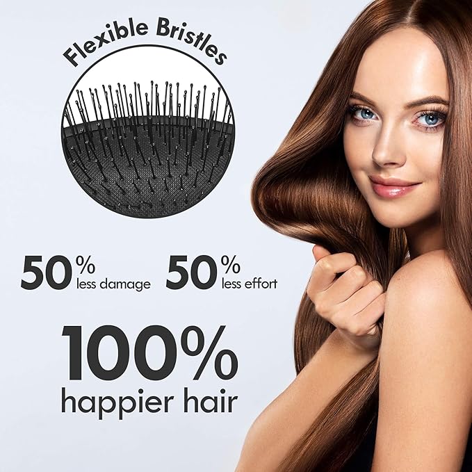 Air Cushion Detangling Hair Brush - 4 Pack Detangler Hairbrush with Ultra Soft Bristles for Effortless Tangle Removal - For Wet Dry Damaged Curly Hair for Women Men Boys Girls Kids - Green