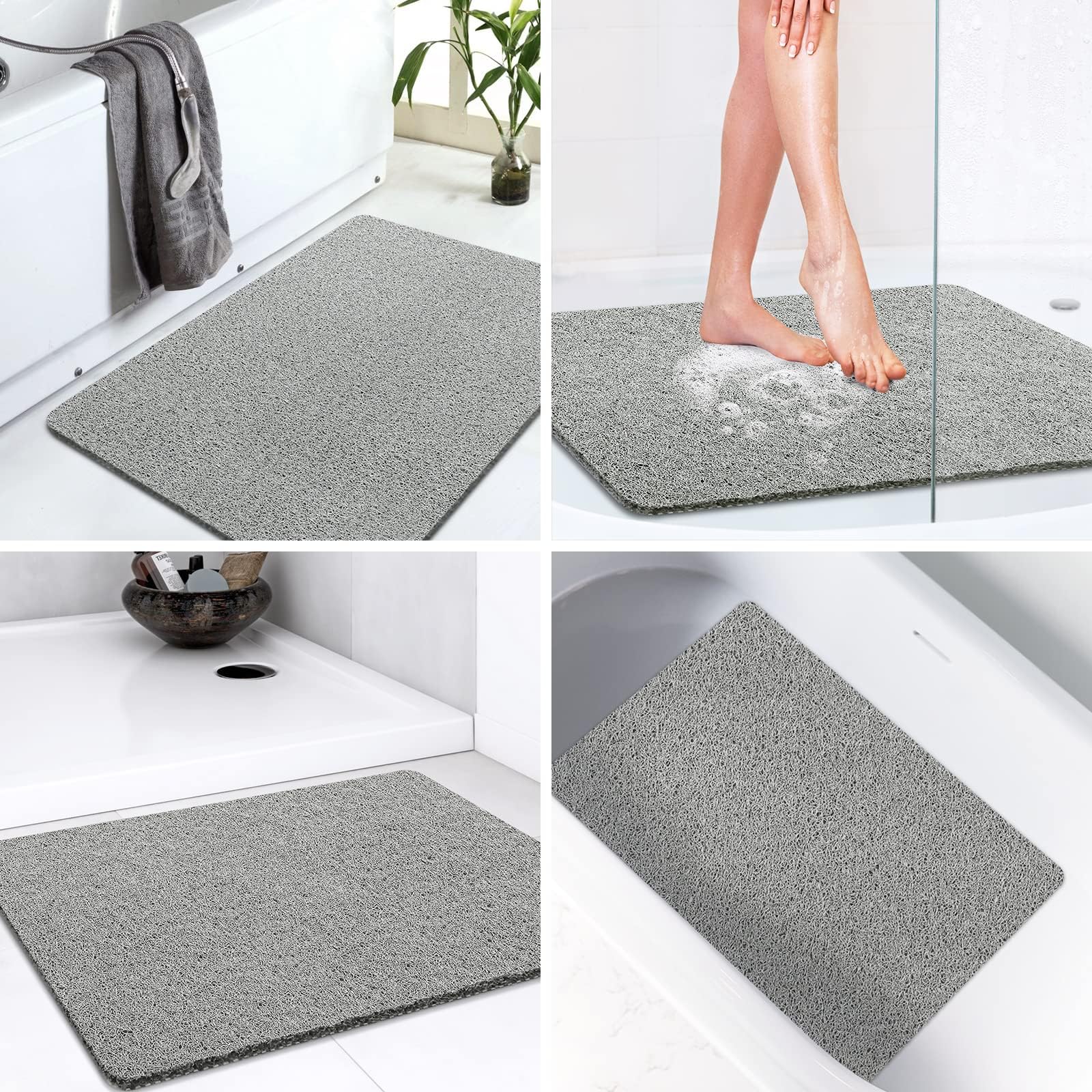 LuxStep Shower Mat Bathtub Mat Non-Slip Bath Mat with Drain, Quick Drying