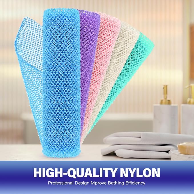 5 Pieces African Bath Sponge African Net Long Net Bath Sponge Transform Your Shower Routine with African Bath Sponges for Exfoliated, Silky Smooth Skin (Purple, Pink, Green, Blue, White)