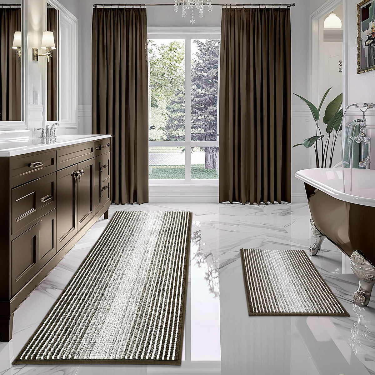 BSICPRO Bathroom Rugs Sets 2 Piece, Non Slip Bath Mats, Lavender Purple