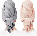 Microfiber Hair Towel Wrap Turban 2 Pack Large | Super Absorbent Quick Dry & Anti-Frizz for Women with Curly Hair | 27.5" x 39.4" Hair Towel Cap