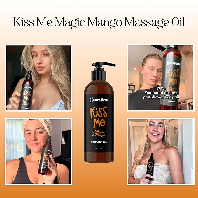 Mango Sensual Massage Oil for Couples - Alluring Tropical Full Body Massage Oil for Date Night and Nourishing Body Moisturizer with Sweet Almond - Vegan Non Greasy & Smooth Gliding Formula (8 Fl Oz)