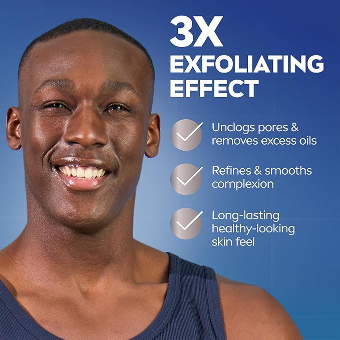 NIVEA MEN Maximum Hydration Face Scrub with Provitamin B5 and Aloe Vera, Exfoliating Face Wash Deeply Cleanses to Unclog Pores, 4.4 Oz Tube, Pack of 3