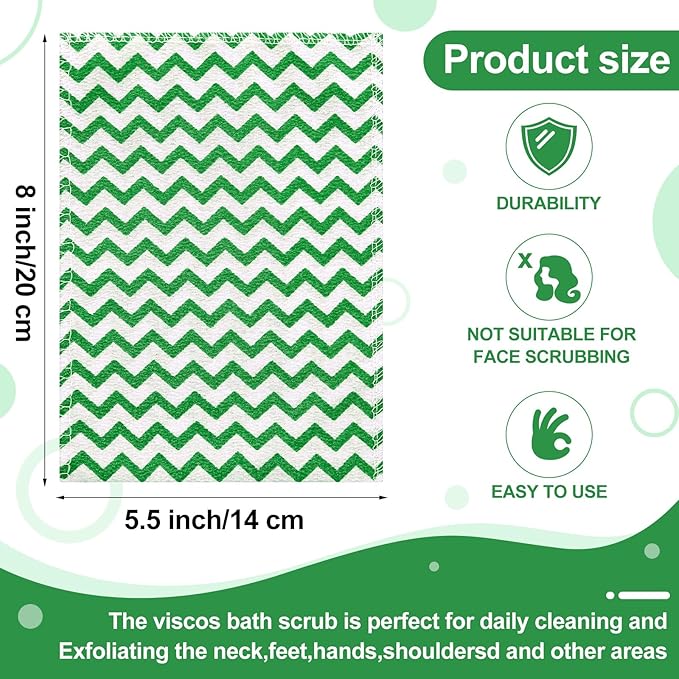Tatuo 12 Pack Korean Exfoliating Mitt & Cloth, Viscose Rayon Dead Skin Remover Washcloth, Multi Color Body Scrub Towel for Shower Spa Travel(Small,Green, Red, Yellow, Blue)