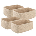 OIASKET 4 Pack Small Storage Shelf Baskets for Organizing, Mini Woven Rope Storage Bins for Towels, Cute Decorative Closet Organizer，Baby Nursery, Gift Empty Baskets -13''Lx8.66''Wx5.11''H-Brown