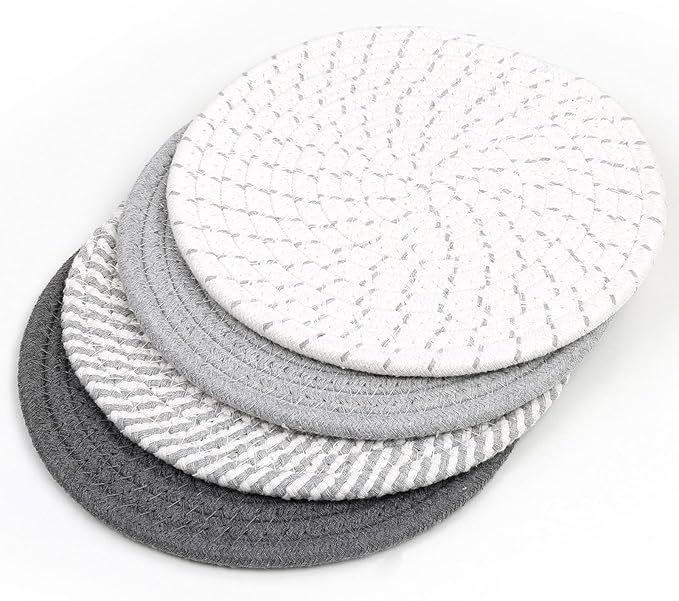 SHACOS 8 Inches Trivets for Hot Dishes, 4 Pieces Cotton Trivets Mats