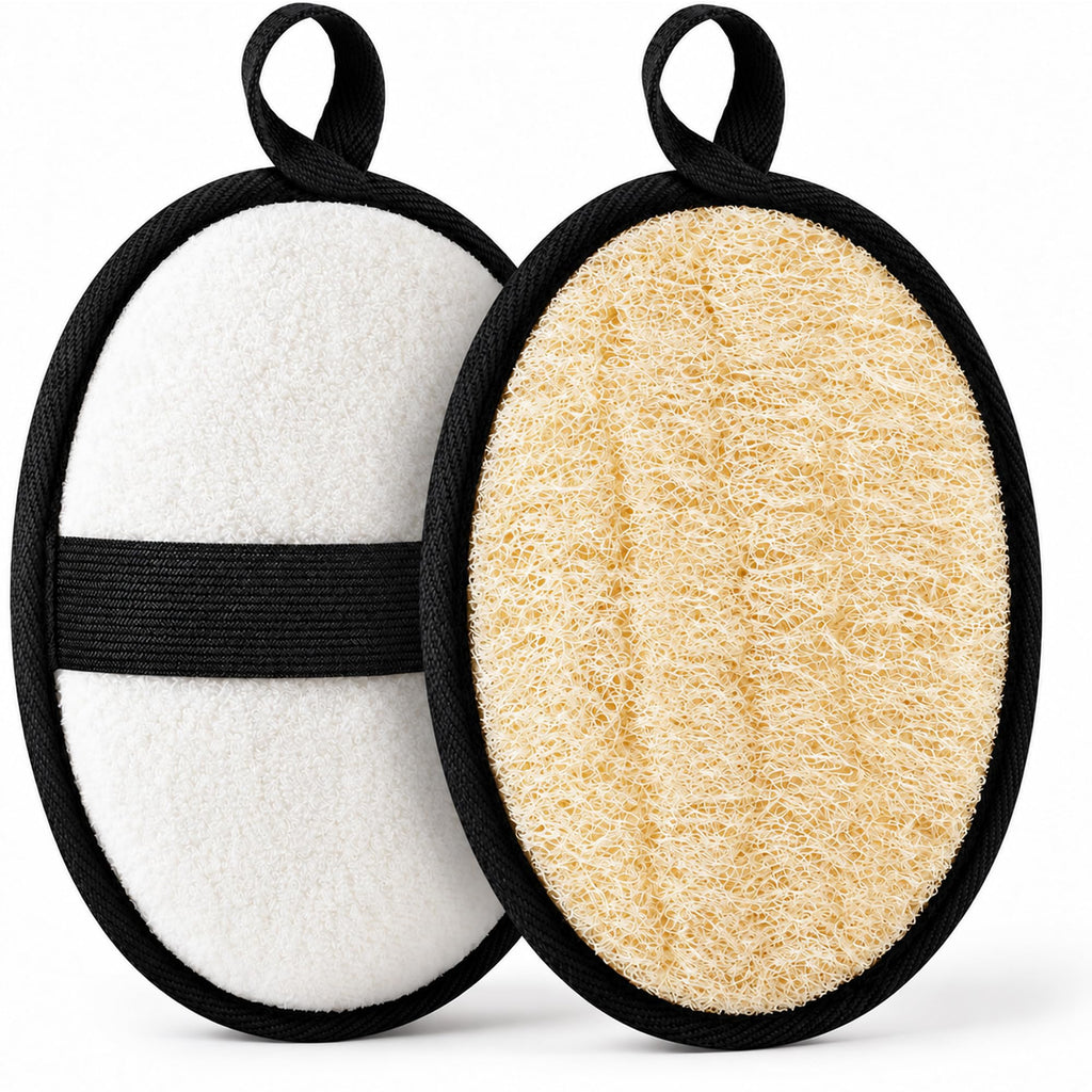 RIYNIBIY Shower Loofah for Men, Natural Loofah Sponge, Mens Loofah 2 Pack
