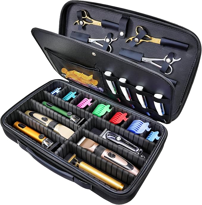 Yueieoun Barber Clippers Briefcase, 17-inch Hair Cutting Supplies Bag