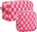 2 Pcs Sanitary Napkin Storage Bag, Zipper Checkered Sanitary Pouch Period Bags, Portable Tampon Pad Pouch Pad Bag for Women Travel Daily, Reusable Period Bag for Teen Girls for School Women Pink