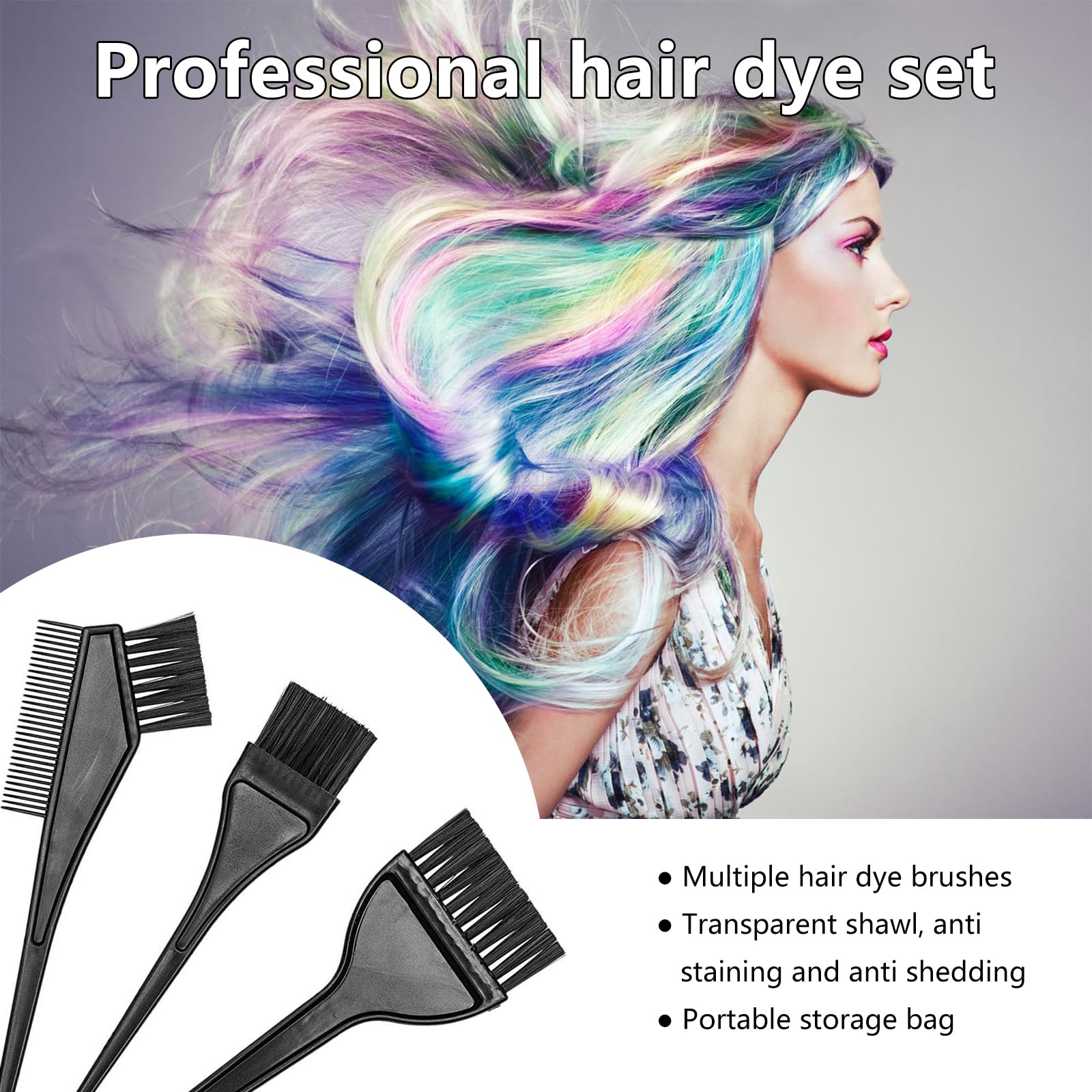 32 Pcs Hair Dye Coloring Kit,Hair Dye Tools for DIY Salon.Hair Dye Brush and Bowl Set/Highlighting Frosting Cap with Plastic Hooks/Dye Brush/Ear Cover/Gloves/Comb/Hairpin/Hair Coloring Cape(Pink)