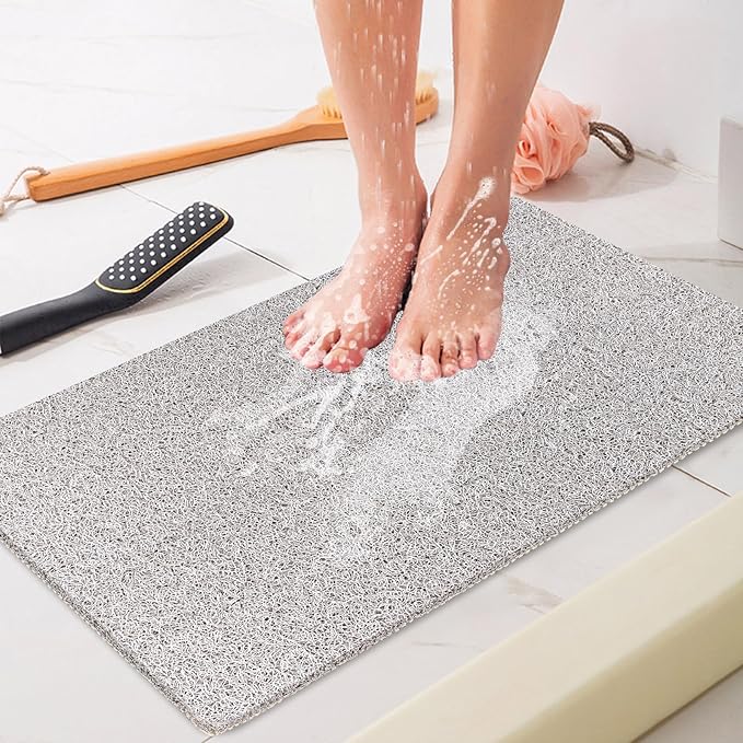 Shower Mat Bathtub Mat Non-Slip - 24x32 Inch, Soft Comfort Bath Mat with Drainage Holes, PVC Loofah Massage Bathmat for Shower, Tub, Bathroom, Wet Areas, Quick Drying
