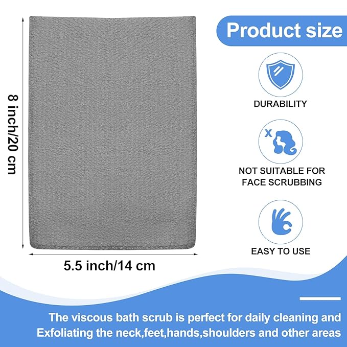 Tatuo 12 Pack Korean Exfoliating Mitt & Cloth, Viscose Rayon Dead Skin Remover Washcloth, Multi Color Body Scrub Towel for Shower Spa Travel(Small,White, Black, Gray)