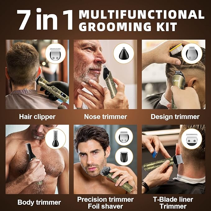 Ufree 7-in-1 Beard Trimmer for Men, Electric Razor Shaver, Men Grooming Kit