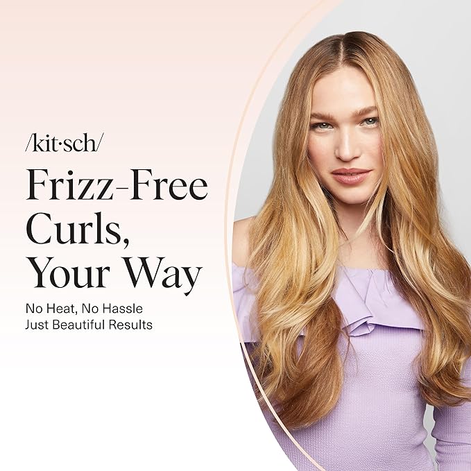 Kitsch Satin Heatless Curlers Set – Heatless Curls Overnight w/ 34" Hair Waver & 2 Satin Hair Scrunchies, Comfortable Hair Curlers to Sleep In for Frizz-Free, No Heat Damage Styling - Chocolate