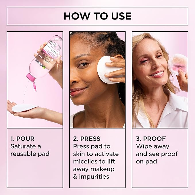 Garnier Micellar Water, Hydrating Facial Cleanser & Makeup Remover, Suitable for Sensitive Skin, Vegan, Cruelty Free, 13.5 Fl Oz (400mL), 2 Count