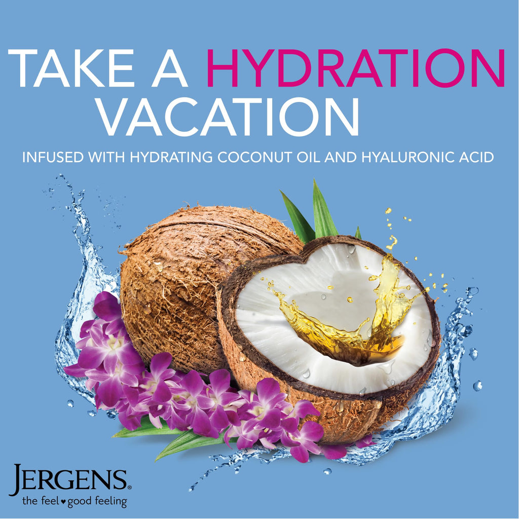 Jergens Wet Skin Body Moisturizer with Coconut Oil, In Shower Lotion for Dry Skin, Fast-Absorbing, Non-Sticky, Dermatologist Tested, 10 Oz, Pack of 3