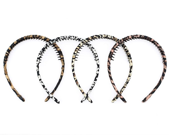 JOBAND Leopard Print hairbands,hair Headbands for women,Fashion Hair Accessories,Non-slip Resin comb teeth hair hoop ((Pack of 4))