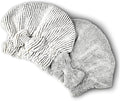 SportMore Microfiber Hair Towel Wrap, Soft Absorbent & Quick Drying Cap Set for Curly Thick Hair, Women & Girls - 2 Pcs (Stripe & Gray)