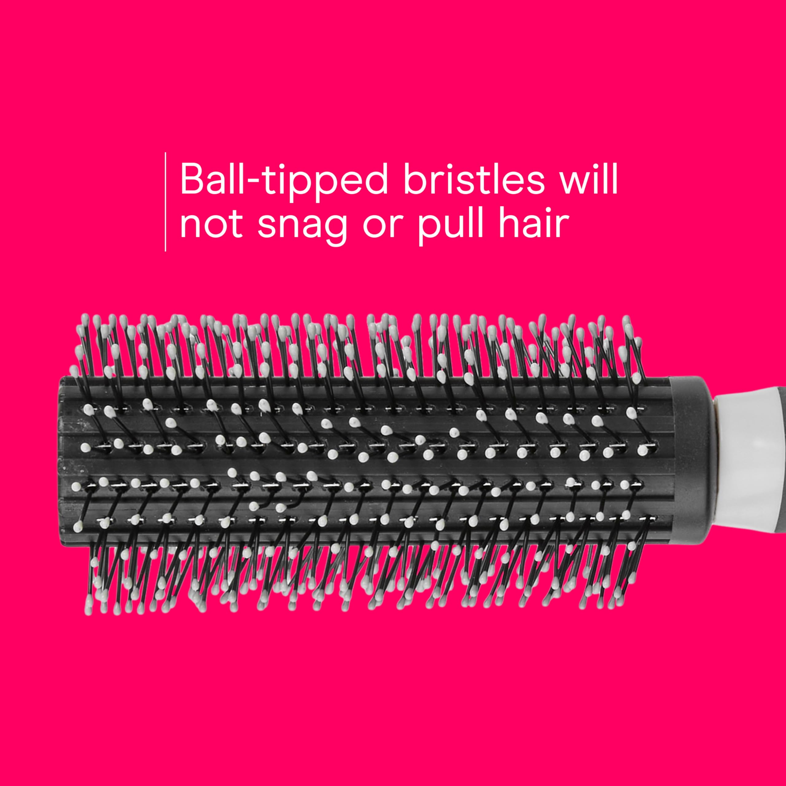 Conair Grip & Style Round Brush, Nylon Bristle Hair Brush for Blowout Styling, Ideal for Coarse, Curly, Wavy Hair, Color May Vary