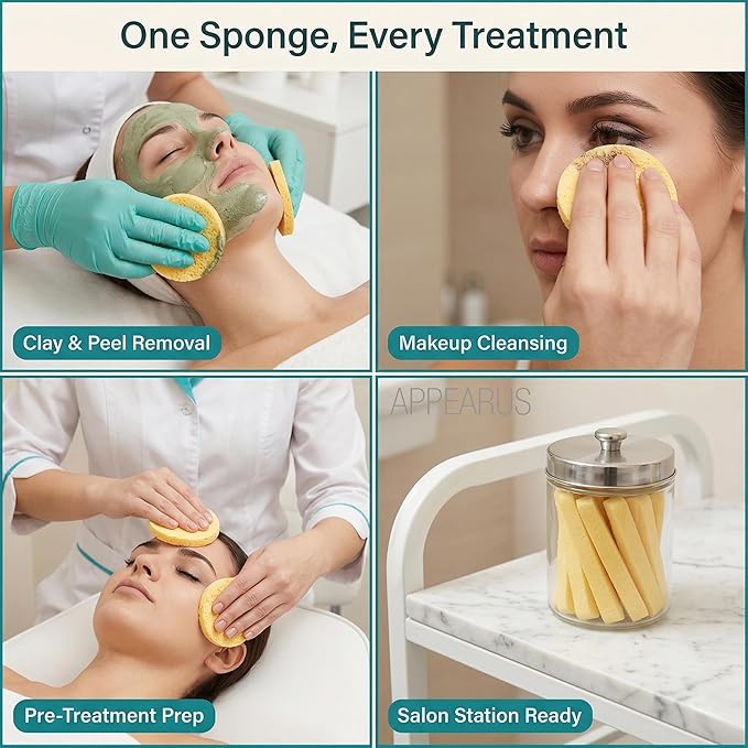 APPEARUS Compressed Facial Sponges - 240 Count Professional PVA Rounds for Estheticians, Gentle Makeup Removal and Spa Skin Cleansing - Salon Bulk Supplies