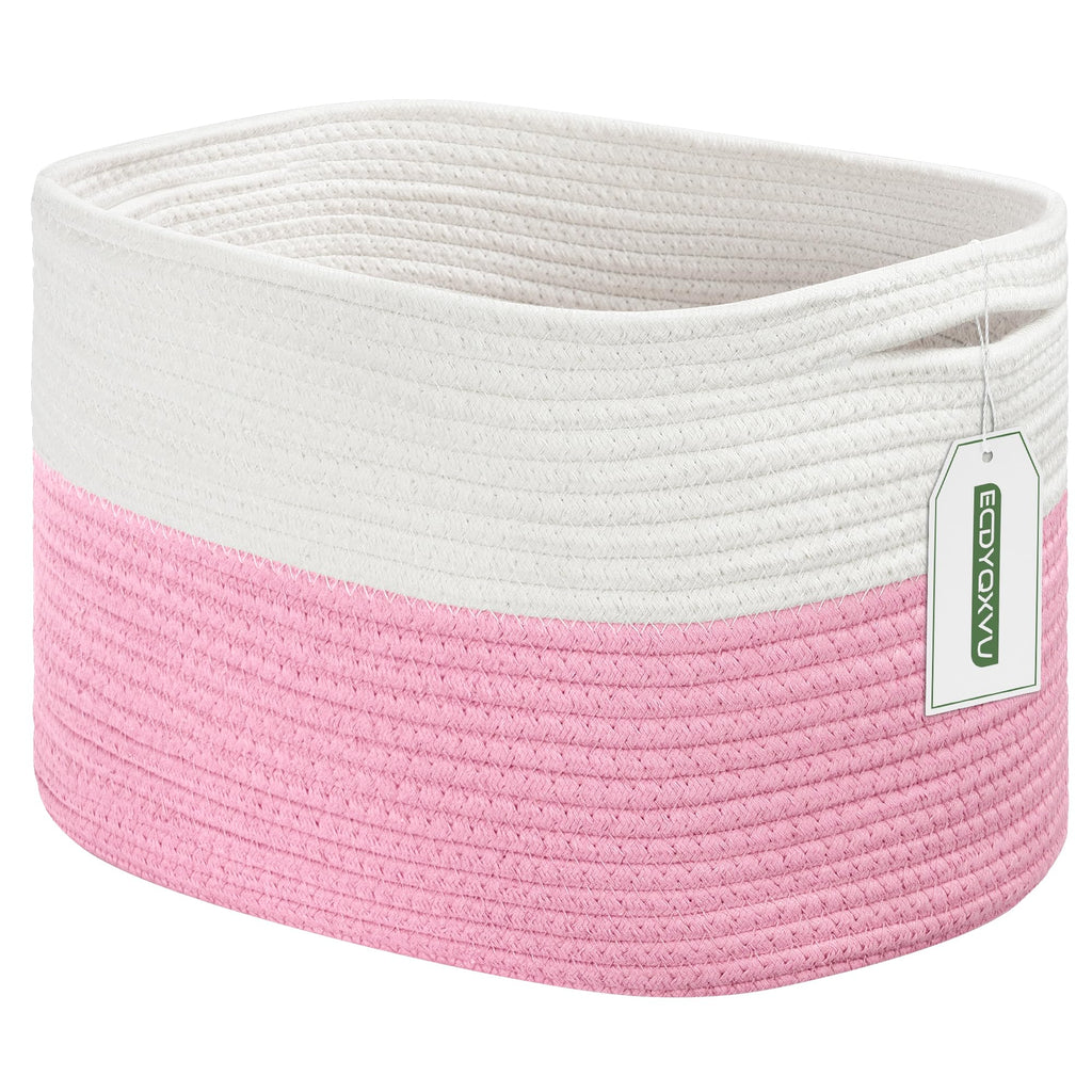 ECDYQXVU 15x10x9 Inch Woven Cotton Rope Storage Basket, 1 Pack