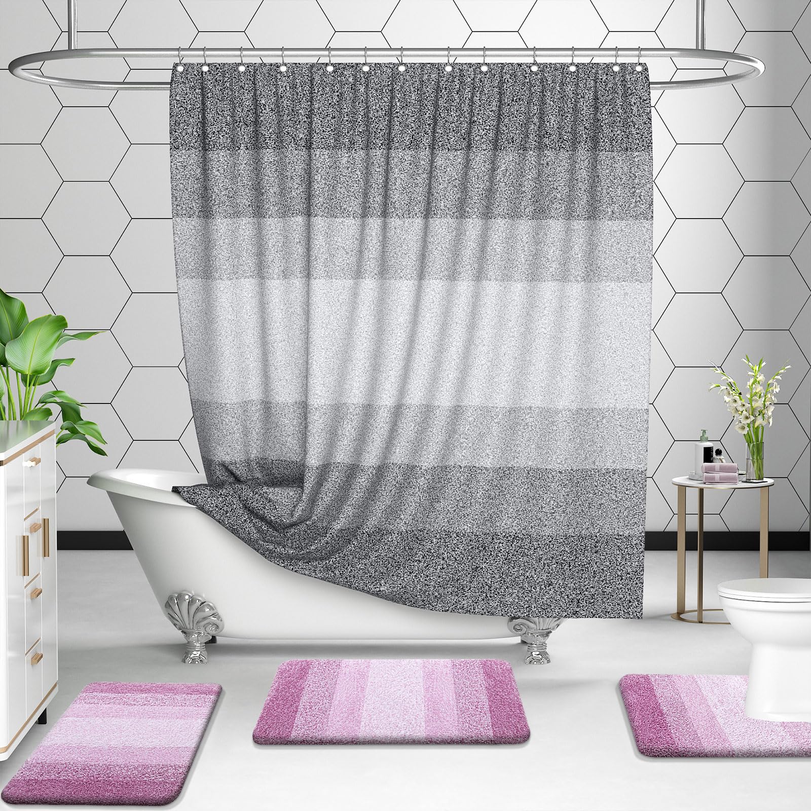 OLANLY Micorfiber Bathroom Rug Set 2 Piece, 30"x20"+24"x16"