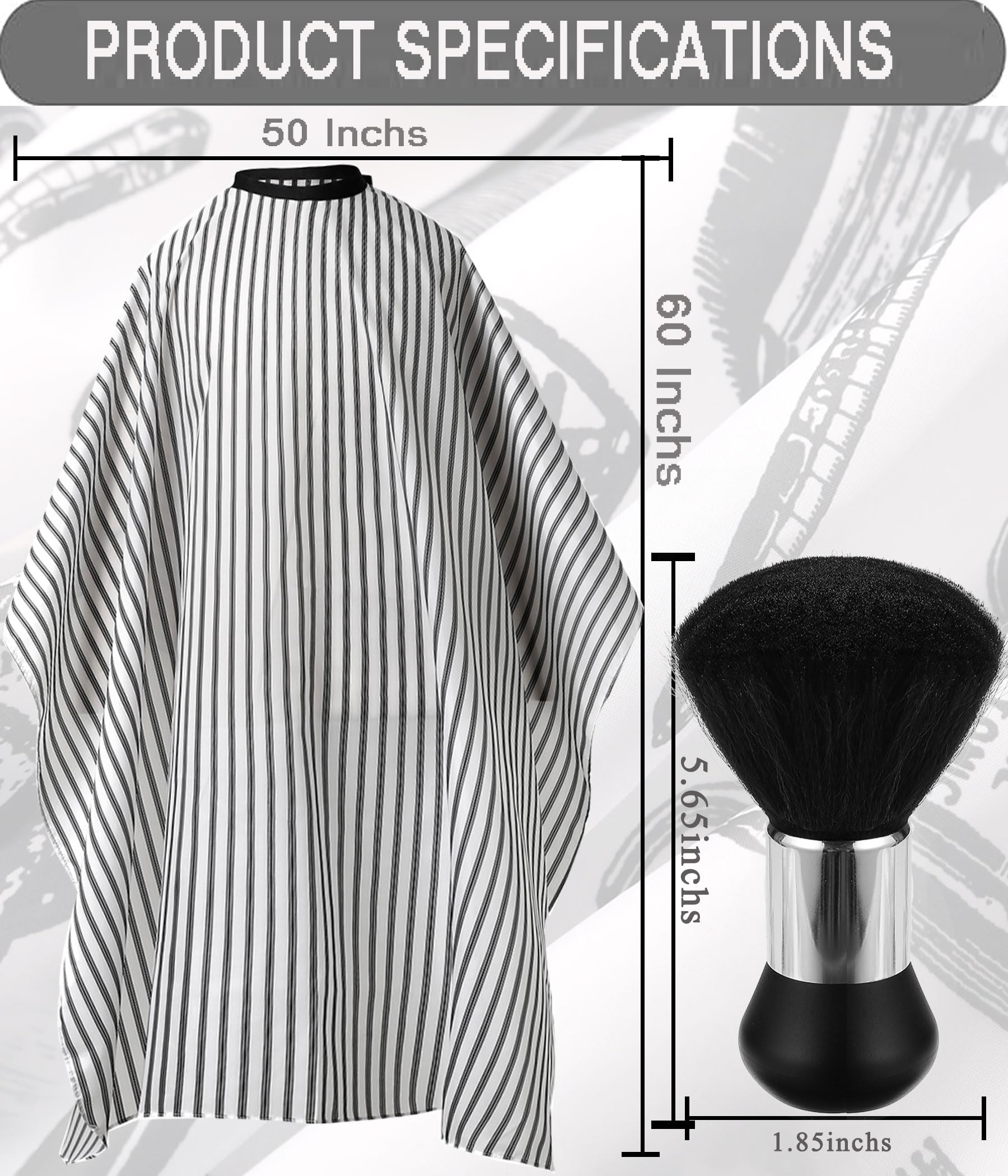 Borogo Professional Waterproof Barber Cape with Snap Closure, Hair Cutting Salon Cape Hairdressing Apron Stripe