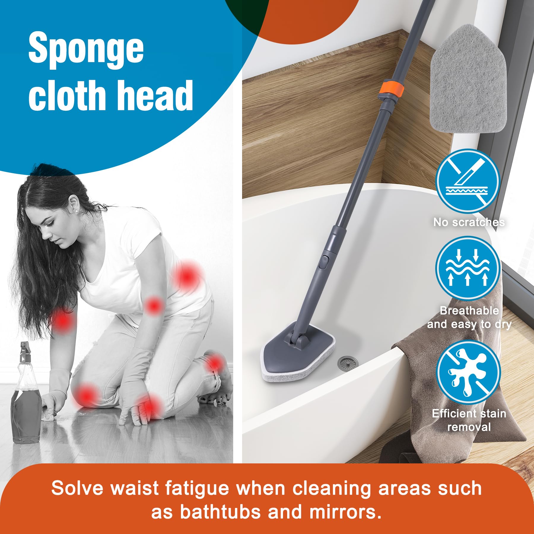 CLEANHOME Tub Tile Scrubber Brush for Cleaning Shower Tile Floor,Bathtub