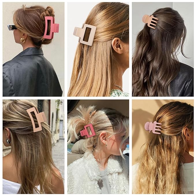 SMKSL 3 Styles Hair Clips for Women Small Medium Big Claw Clips for Thin Thick Hair 12 Pcs Hair Claw Clips Hair Clips Combination Hair Accessories for Women (Pink)